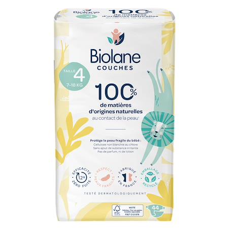 Couches écologiques taille 4 de 7 à 18kg - 44 couches Blanc 2 - vertbaudet enfant 