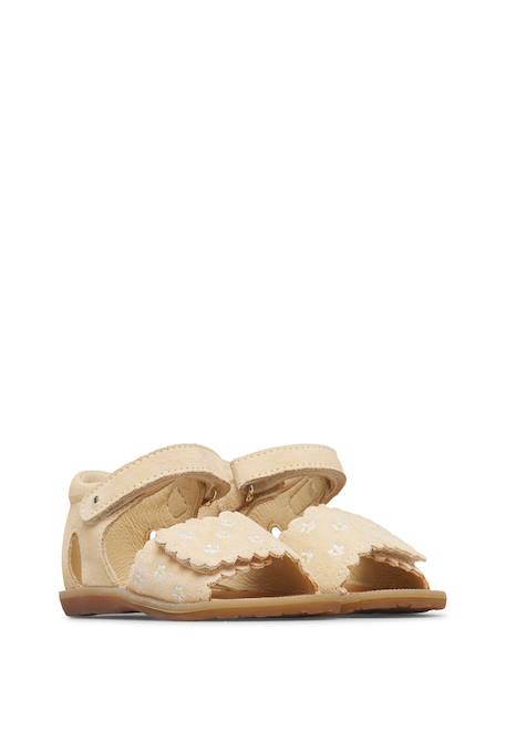Sandales en suède avec imprimé marguerites maya embr Beige-+Marron clair- 2 - vertbaudet enfant 