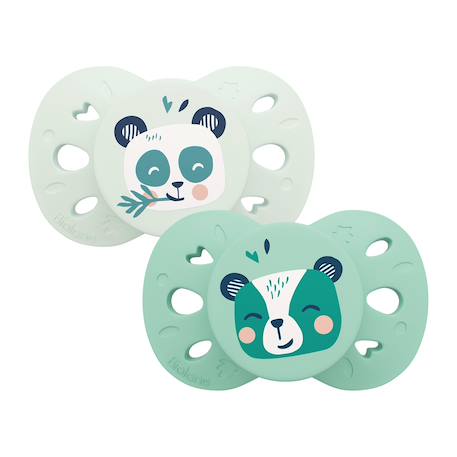 Sucette anatomique animaux - 18+ mois - lot de 2 Bleu+Rose + beige+Vert 13 - vertbaudet enfant 
