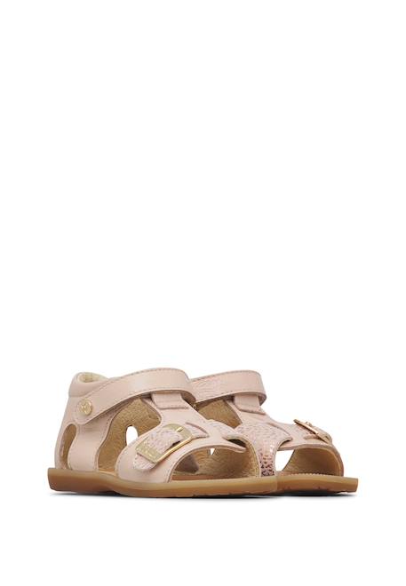 Sandales en cuir et en daim quarzo Blanc crème-+Rose poudré- 7 - vertbaudet enfant 
