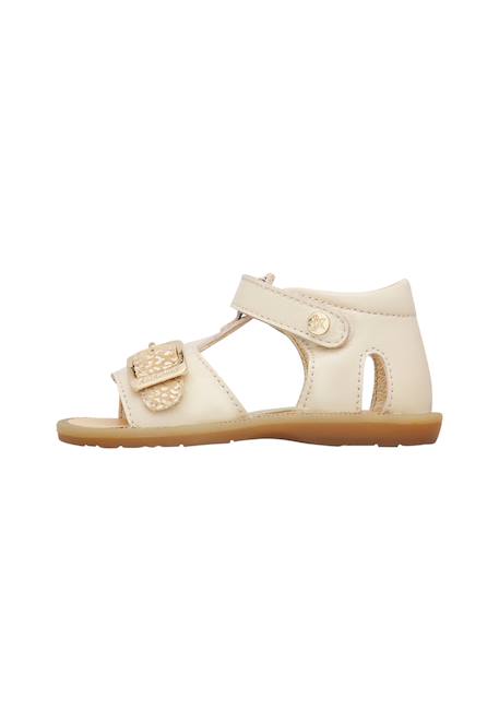 Sandales en cuir et en daim quarzo Blanc crème-+Rose poudré- 3 - vertbaudet enfant 