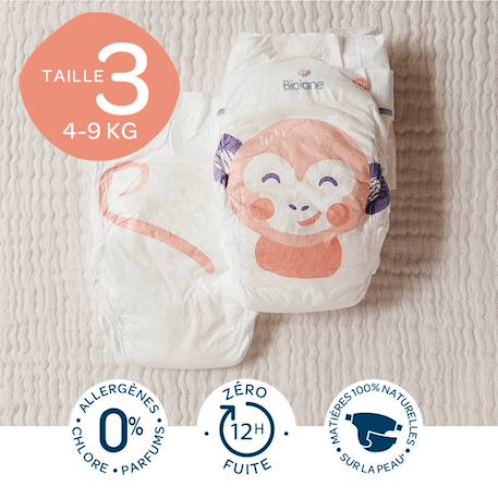 Couches écologiques taille 3 de 4 à 9kg - 52 couches Blanc 3 - vertbaudet enfant 