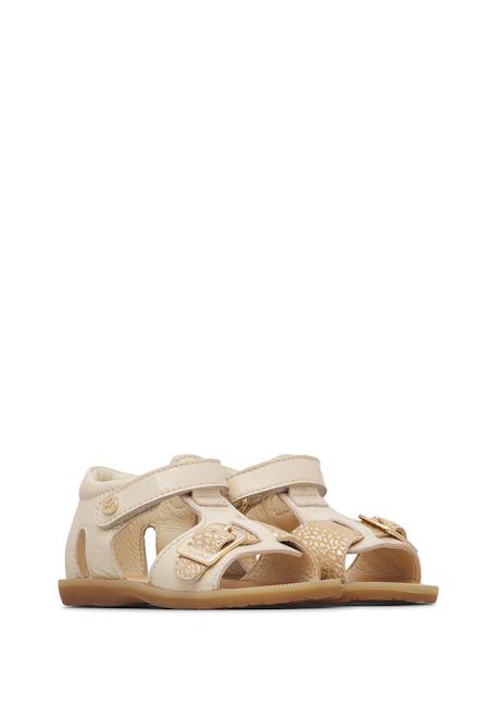 Sandales en cuir et en daim quarzo Blanc crème-+Rose poudré- 2 - vertbaudet enfant 