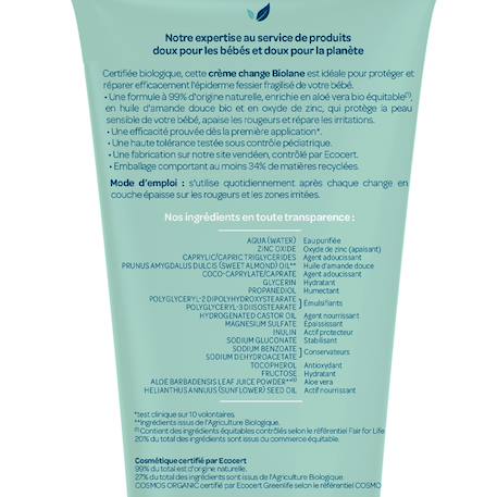 Crème change certifiée biologique 100ml Vert 3 - vertbaudet enfant 