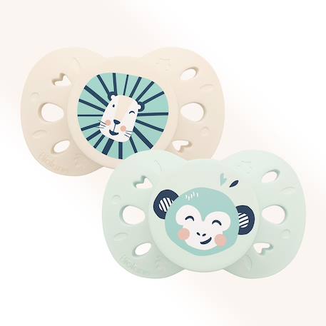 Sucette anatomique animaux - 6-18 mois - lot de 2 Bleu + beige+Jaune + beige+Vert + beige 13 - vertbaudet enfant 