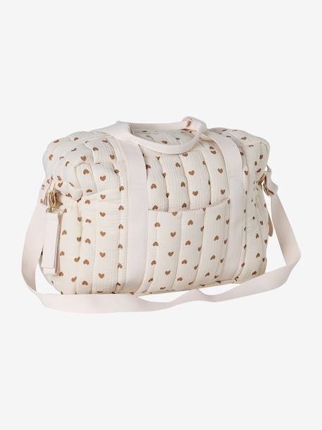 Sac à langer COLINA gaze de coton blanc imprimé+cappuccino+Teddy 4 - vertbaudet enfant 
