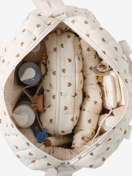 Sac à langer COLINA gaze de coton blanc imprimé+cappuccino+Teddy 8 - vertbaudet enfant 