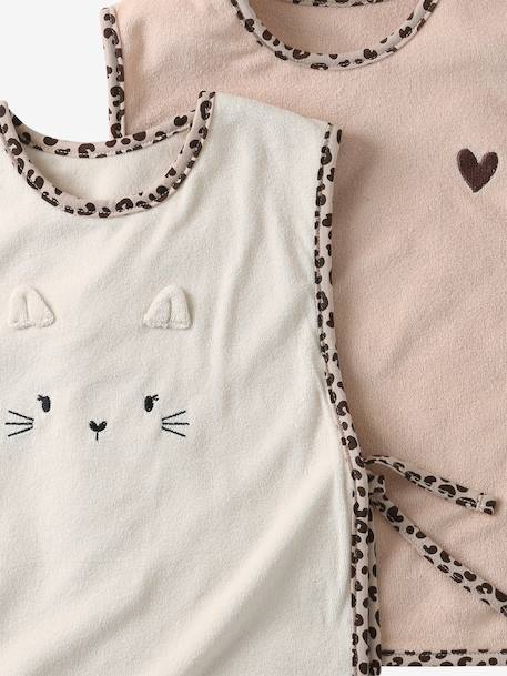 Lot 2 bavoirs tablier bébé ficelle+noisette+sauge 4 - vertbaudet enfant 