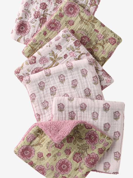 Lot de 6 lingettes lavables blanc imprimé+ficelle+Nuages 3 - vertbaudet enfant 