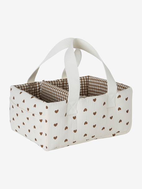 Panier de rangement deux compartiments écru 1 - vertbaudet enfant 