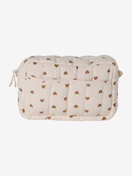 Sac à langer COLINA gaze de coton blanc imprimé+cappuccino+Teddy 3 - vertbaudet enfant 