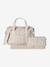 Sac à langer COLINA gaze de coton blanc imprimé+cappuccino+Teddy 2 - vertbaudet enfant 