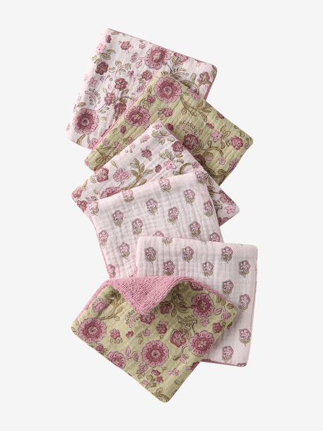Lot de 6 lingettes lavables blanc imprimé+ficelle+Nuages 2 - vertbaudet enfant 