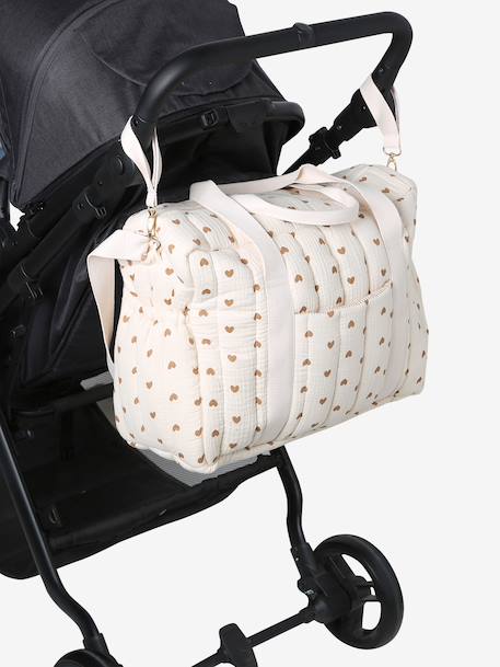 Sac à langer COLINA gaze de coton blanc imprimé+cappuccino+Teddy 7 - vertbaudet enfant 