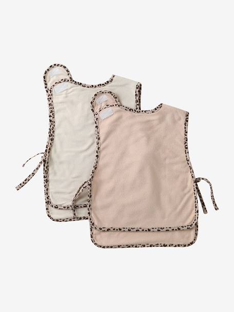 Lot 2 bavoirs tablier bébé ficelle+noisette+sauge 5 - vertbaudet enfant 
