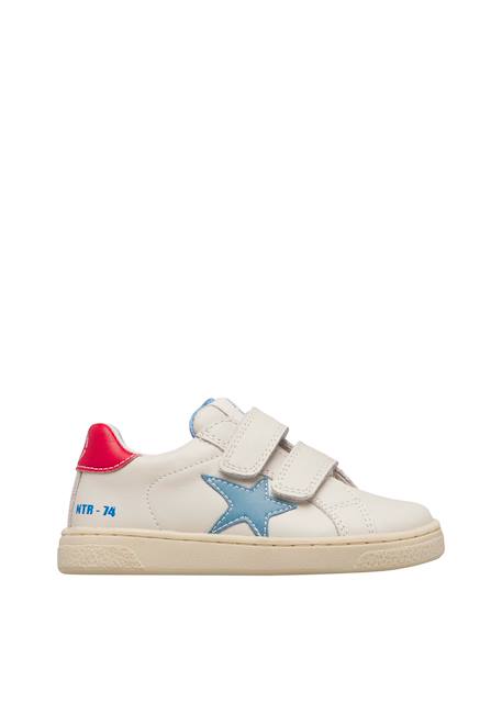 Baskets en cuir pinn vl. Blanc-bleu clair-rouge 1 - vertbaudet enfant 