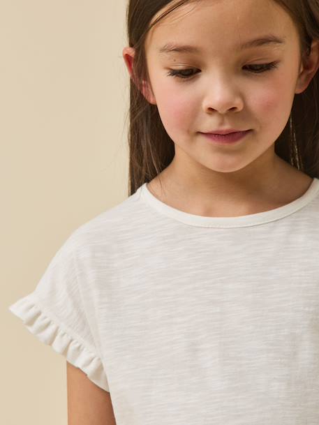 T-shirt fille en coton biologique - collection junior Ecru 3 - vertbaudet enfant 