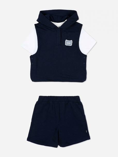 Ensemble 3 pièces Beige+Bleu foncé / blanc 7 - vertbaudet enfant 