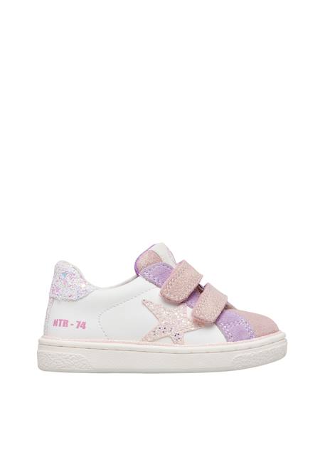 Baskets en cuir et en daim pinn vl. Blanc-rose- 1 - vertbaudet enfant 