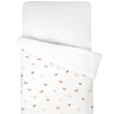 Housse de couette réversible gallina Écru – motif poules champêtre 1 - vertbaudet enfant 