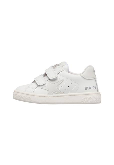 Baskets en cuir pinn vl. Blanc-+Blanc-bleu clair-rouge 3 - vertbaudet enfant 
