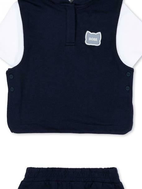 Ensemble 3 pièces Beige+Bleu foncé / blanc 12 - vertbaudet enfant 