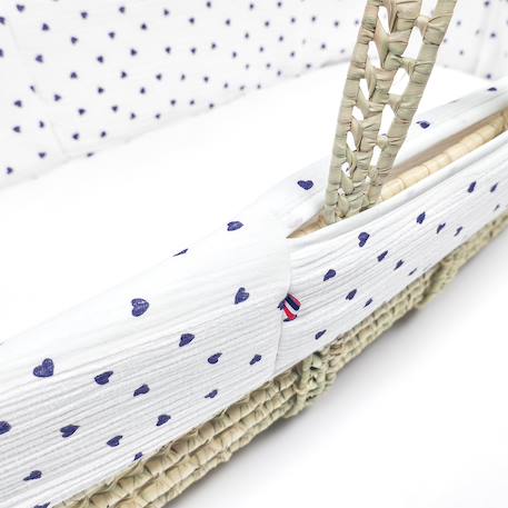 Habillage couffin panier moïse gaze de coton lovio Imprimé coeurs+Imprimé coeurs 7 - vertbaudet enfant 