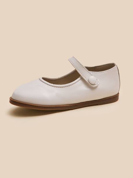 Babies en cuir irisé fille Blanc casse+Dore 2 - vertbaudet enfant 