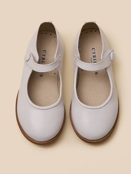 Babies en cuir irisé fille Blanc casse+Dore 3 - vertbaudet enfant 