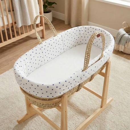 Habillage couffin panier moïse gaze de coton lovio Imprimé coeurs+Imprimé coeurs 8 - vertbaudet enfant 