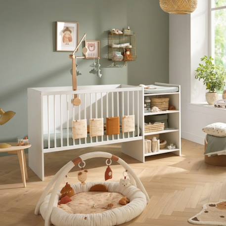 Lit bébé combiné évolutif en bois - first Blanc+Blanc/marron 1 - vertbaudet enfant 