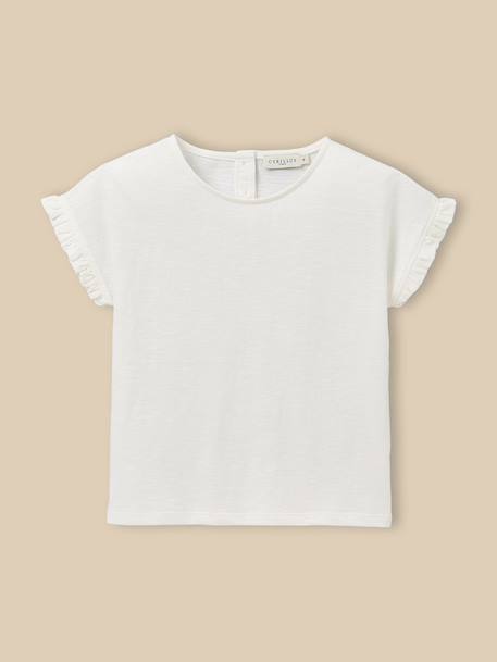 T-shirt fille en coton biologique - collection junior Ecru 2 - vertbaudet enfant 