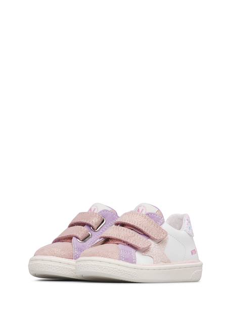 Baskets en cuir et en daim pinn vl. Blanc-rose- 5 - vertbaudet enfant 