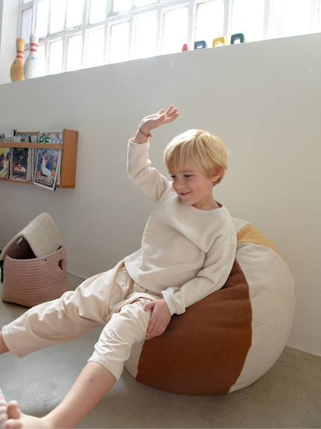 Pouf enfant en coton ball Naturel, bleu vintage, miel, toffee 1 - vertbaudet enfant 