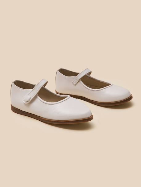 Babies en cuir irisé fille Blanc casse+Dore 5 - vertbaudet enfant 