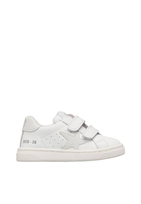 Baskets en cuir pinn vl. Blanc-+Blanc-bleu clair-rouge 1 - vertbaudet enfant 
