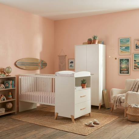 Lit bébé combiné evolutif en bois - joy Blanc/marron 1 - vertbaudet enfant 