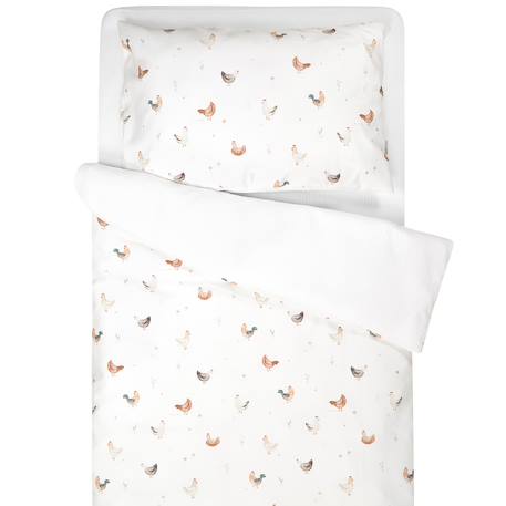 Parure de lit réversible gallina Écru – motif poules champêtre 1 - vertbaudet enfant 