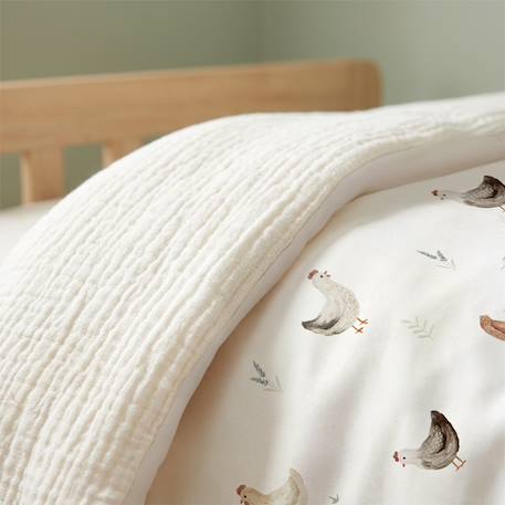 Housse de couette réversible gallina Écru – motif poules champêtre 3 - vertbaudet enfant 
