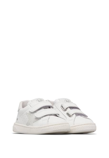 Baskets en cuir pinn vl. Blanc-+Blanc-bleu clair-rouge 2 - vertbaudet enfant 