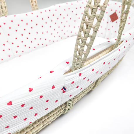 Habillage couffin panier moïse gaze de coton lovio Imprimé coeurs+Imprimé coeurs 4 - vertbaudet enfant 