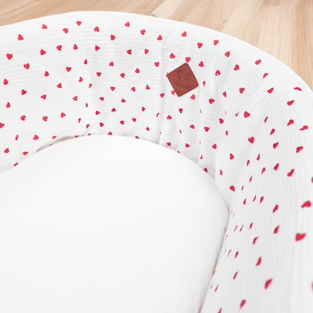 Habillage couffin panier moïse gaze de coton lovio Imprimé coeurs+Imprimé coeurs 3 - vertbaudet enfant 