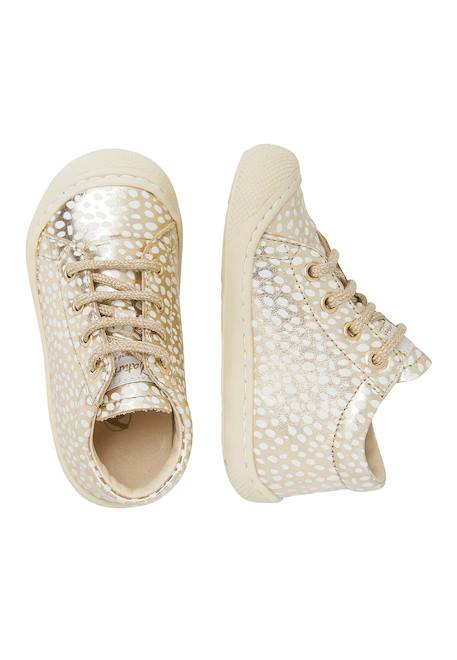 Chaussures premiers pas en cuir laminé cocoon Platine- 4 - vertbaudet enfant 