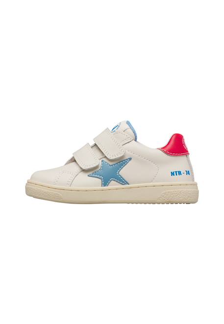 Baskets en cuir pinn vl. Blanc-bleu clair-rouge 3 - vertbaudet enfant 