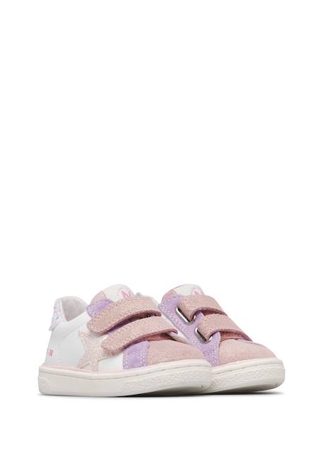Baskets en cuir et en daim pinn vl. Blanc-rose- 2 - vertbaudet enfant 