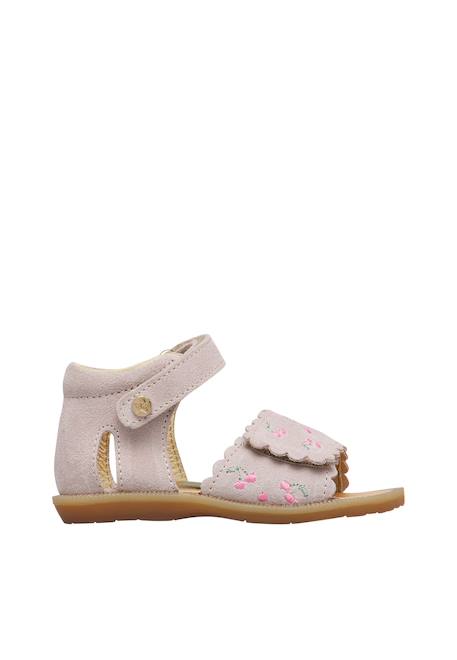 Sandales en daim avec imprimé cerises maya embr Rose poudré- 1 - vertbaudet enfant 