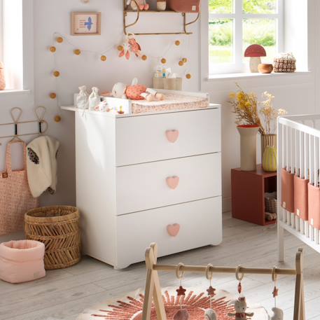 Chambre complète bébé avec lit à barreaux, commode à langer et armoire 2 portes - basic Blanc+Blanc/gris+Blanc/rose 15 - vertbaudet enfant 