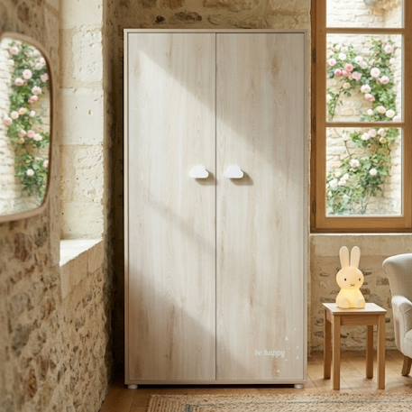 Armoire 2 portes en bois - smile Beige+Gris 3 - vertbaudet enfant 