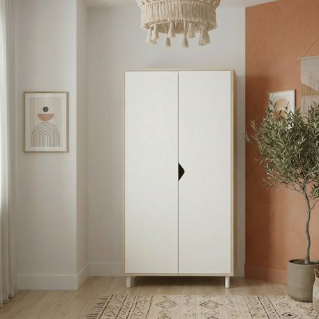Armoire bébé 2 portes en bois - scandi Blanc/beige 4 - vertbaudet enfant 
