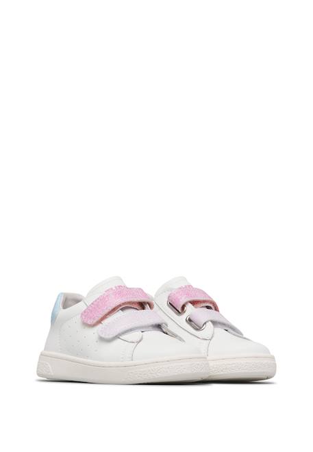 Baskets en cuir hasselt 2 vl. Blanc-fuchsia 2 - vertbaudet enfant 